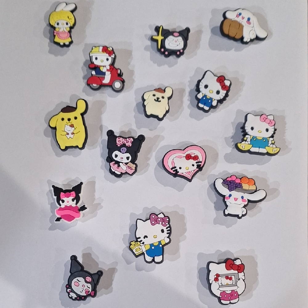 15 Sanrio Character Shoe Charms - Pink, Yellow, White, Blue, Black